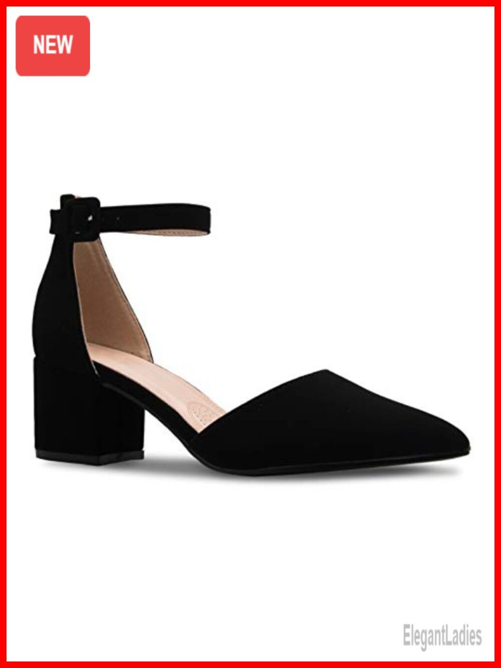 Women's Classic Pumps Ankle Strap Kitten Heel Block Heel Vegan Suede